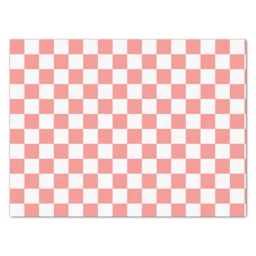 Pastel Red White Checkered Checkerboard Vintage Tissue Paper