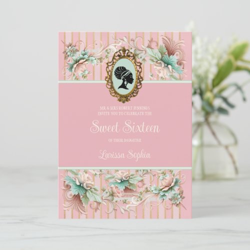 Pastel Regency Era Sweet Sixteen Invitation