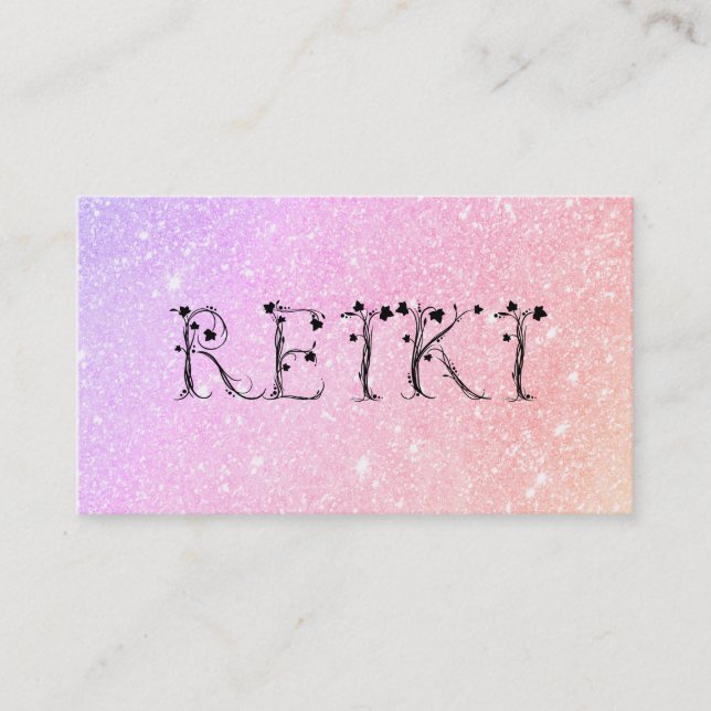 *~*  Pastel REIKI Ivy Typography Abstract Business Card (Front)