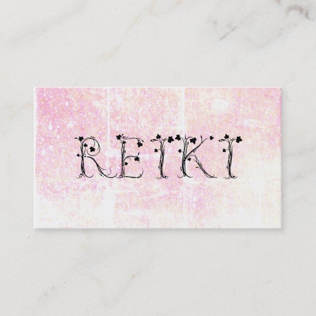 *~*  Pastel REIKI Ivy Typography Grunge Glitter Business Card (Front)