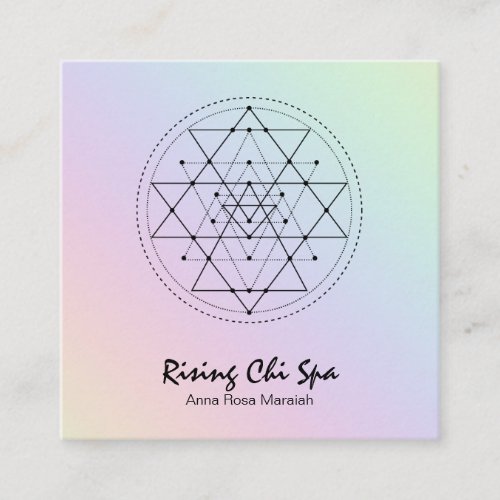  Pastel  Reiki Yoga Rainbow Sacred Geometry Square Business Card