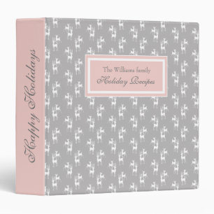 Pastel reindeer holiday monogram Recipe Binder