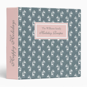 Pastel reindeer holiday monogram Recipe Binder