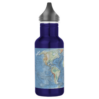 Pastel Relief World Map – Personalized Stainless Steel Water Bottle