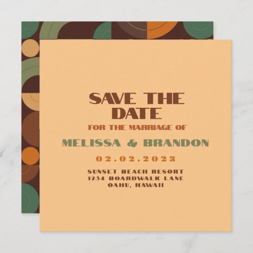 Pastel Retro 70s Wedding Invitation Save the Date