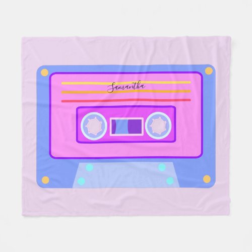 Pastel Retro 80s 90s Audio Cassette Dorm Fleece Blanket