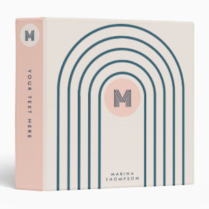Pastel Retro Abstract Geometric Lines Arches 3 Ring Binder