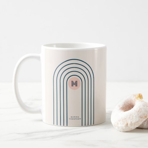 Pastel Retro Abstract Geometric Lines Arches  Coffee Mug