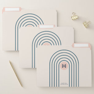 Pastel Retro Abstract Geometric Lines Arches File Folder
