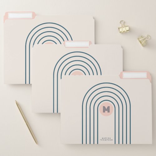 Pastel Retro Abstract Geometric Lines Arches  File Folder