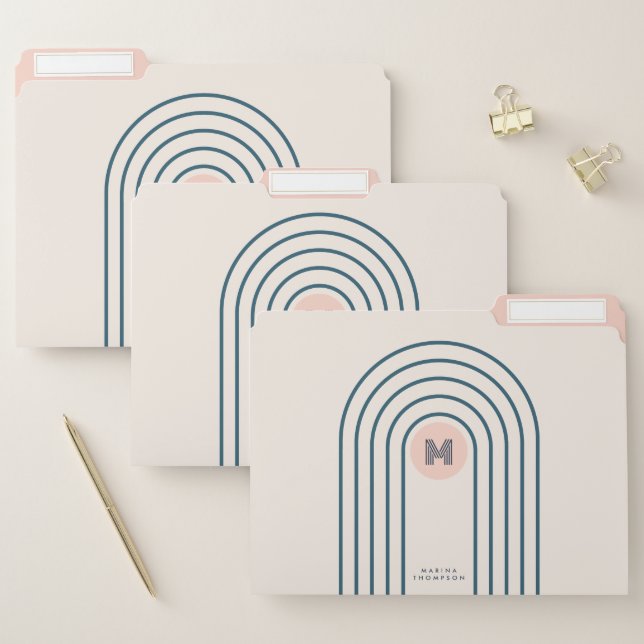 Pastel Retro Abstract Geometric Lines Arches  File Folder (Set)