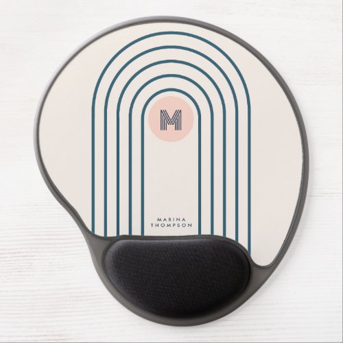 Pastel Retro Abstract Geometric Lines Arches  Gel Mouse Pad
