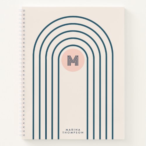 Pastel Retro Abstract Geometric Lines Arches  Notebook