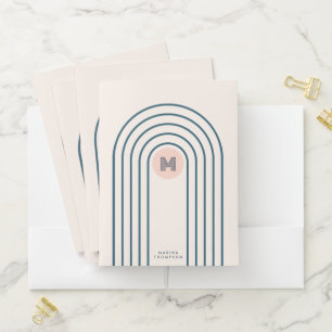 Pastel Retro Abstract Geometric Lines Arches  Pocket Folder