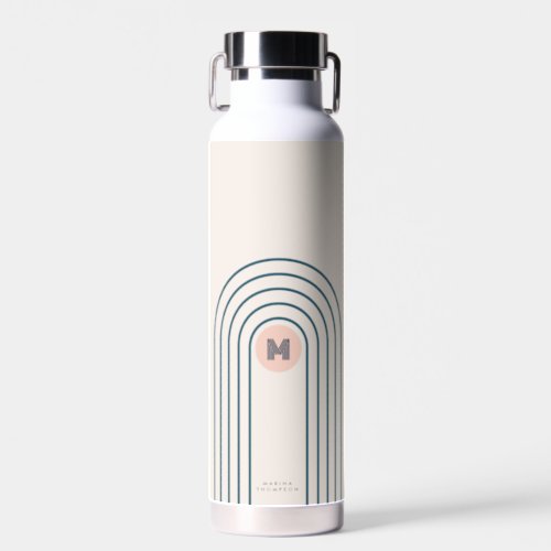 Pastel Retro Abstract Geometric Lines Arches  Water Bottle