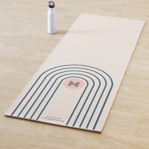 Pastel Retro Abstract Geometric Lines Arches  Yoga Mat