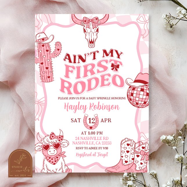 Pastel Retro Ain't My First Rodeo Baby Sprinkle Invitation (Creator Uploaded)
