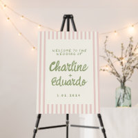 Pastel Retro and Pink Wedding Welcome Sign