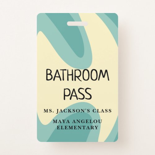 Pastel Retro Back To School Bathroom Hall Pass Badge