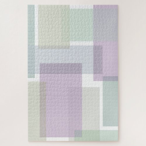 Pastel Retro Blocks Lavender Green Blue Abstract Jigsaw Puzzle