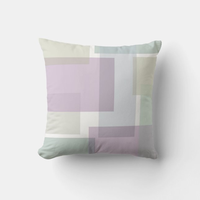 Pastel Retro Blocks Lavender Green Blue Throw Pillow (Front)