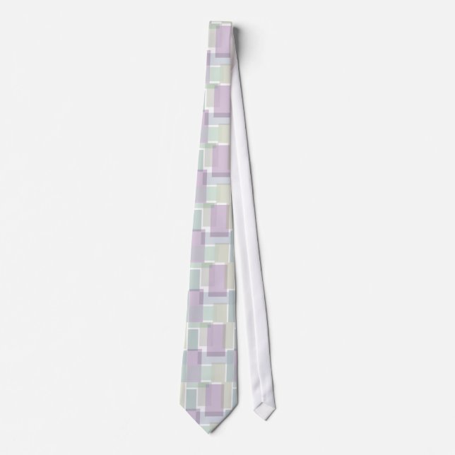 Pastel Retro Blocks Lavender Green Blue Tie (Front)