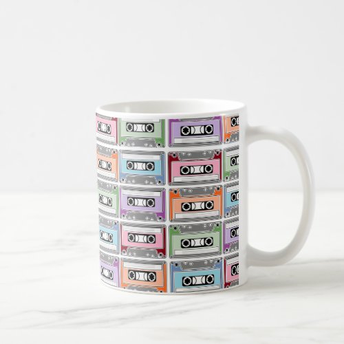 Pastel Retro Cassette Tapes Pattern Coffee Mug