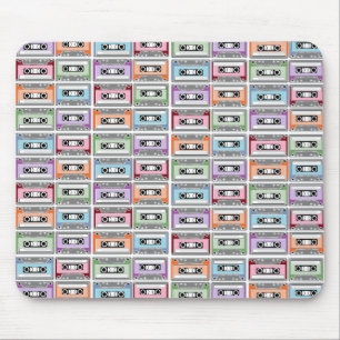 Pastel Retro Cassette Tapes Pattern Mouse Pad