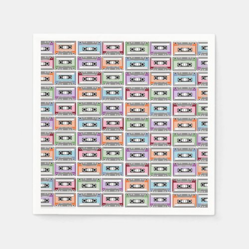 Pastel Retro Cassette Tapes Pattern Napkins