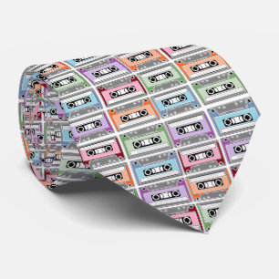 Pastel Retro Cassette Tapes Pattern Neck Tie