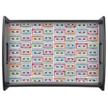 Pastel Retro Cassette Tapes Pattern Serving Tray