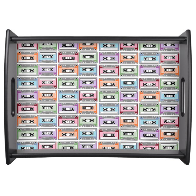 Pastel Retro Cassette Tapes Pattern Serving Tray (Front)