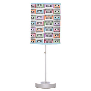 Pastel Retro Cassette Tapes Pattern Table Lamp