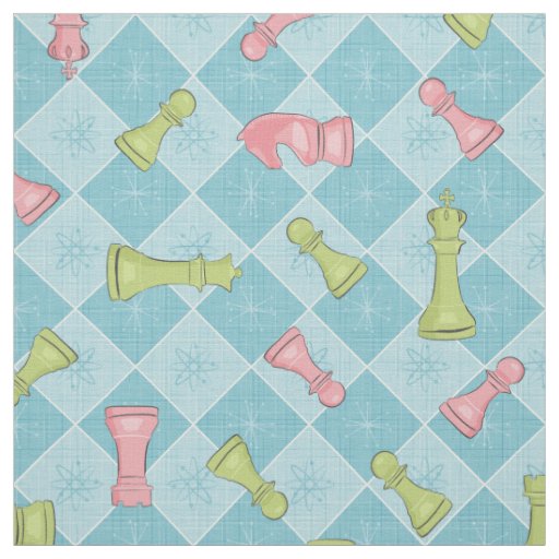 Pastel Retro Chess Fabric