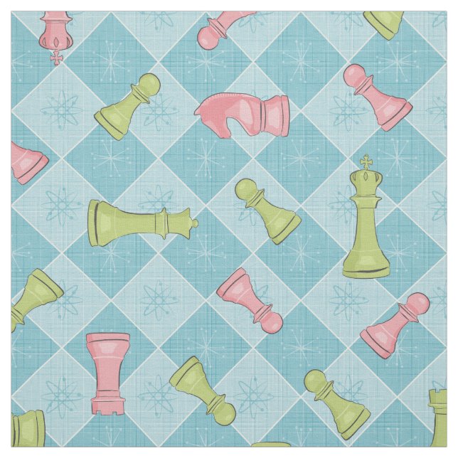 Pastel Retro Chess Fabric (Swatch)