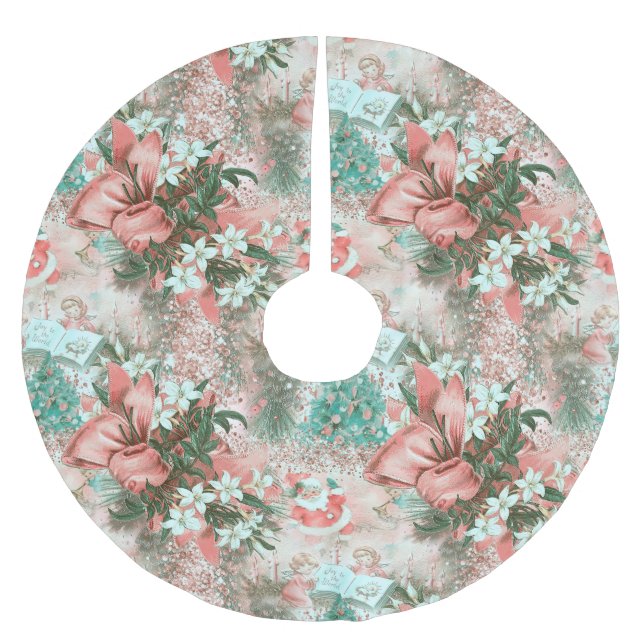 Pastel Retro Christmas Vignette   Brushed Polyester Tree Skirt (Front)