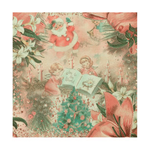 Pastel Retro Christmas Vignette Wood Wall Art