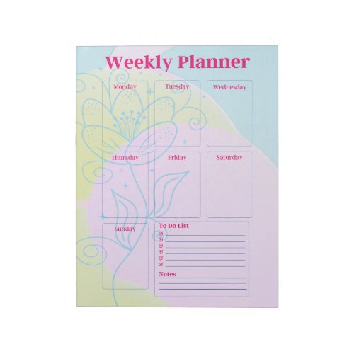 Pastel Retro Color To Do List Weekly Planner Notepad