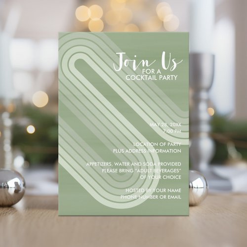 Pastel Retro Curvy Lines Juniper _ Holiday Party Invitation