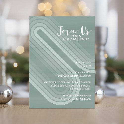 Pastel Retro Curvy Lines Pastel _ Holiday Party Invitation