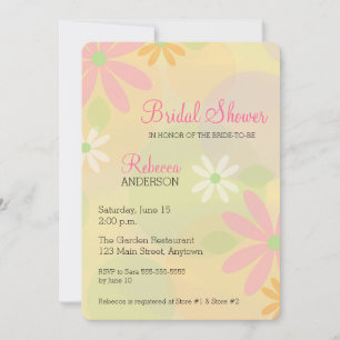 Pastel Retro Daisies Bridal Shower Invitation