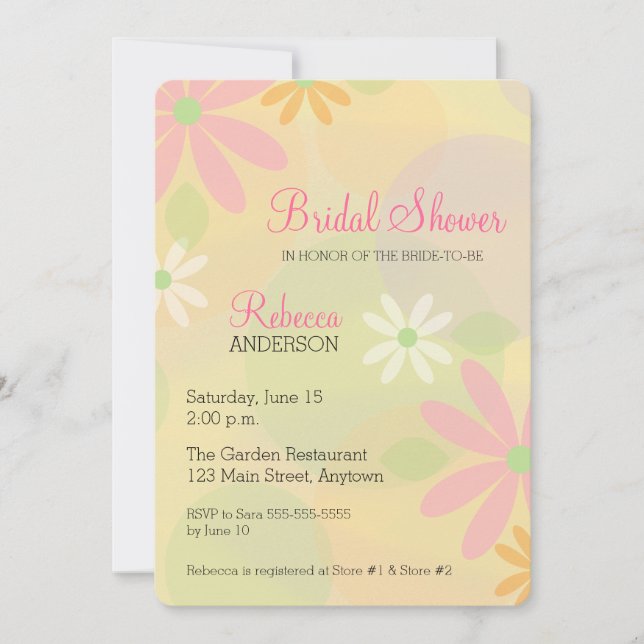 Pastel Retro Daisies Bridal Shower Invitation (Front)