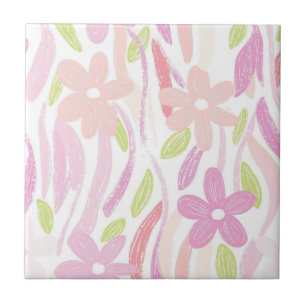 Pastel Retro Floral (10) Ceramic Tile