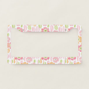Pastel Retro Floral (1) License Plate Frame