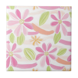 Pastel Retro Floral (2) Ceramic Tile