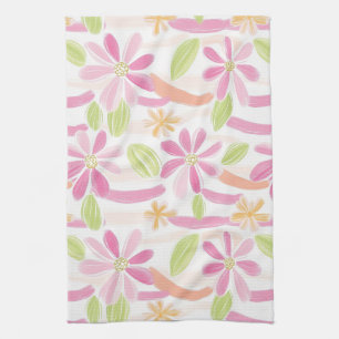 Pastel Retro Floral (2) Kitchen Towel