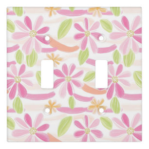 Pastel Retro Floral (2) Light Switch Cover