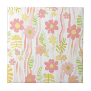 Pastel Retro Floral (3) Ceramic Tile