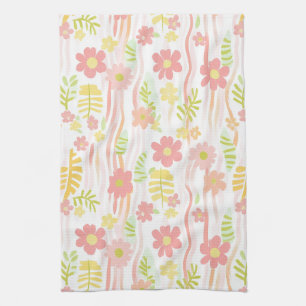 Pastel Retro Floral (3) Kitchen Towel