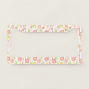 Pastel Retro Floral (3) License Plate Frame